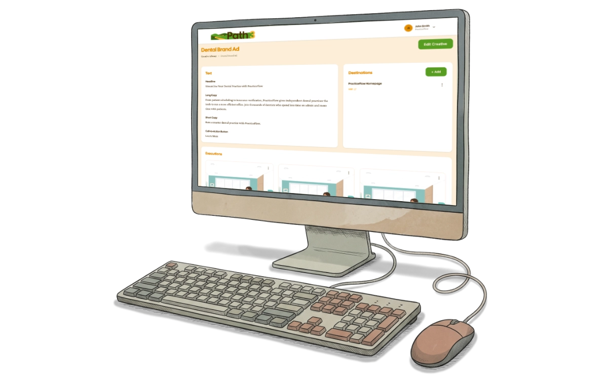 Illustration of the Path3 interface: Add Your Creative